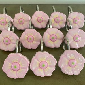 Pink flower shower hooks